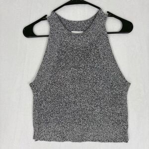 Wilfred Aritzia Black & White Knit High Neckline Tank Top Size Small